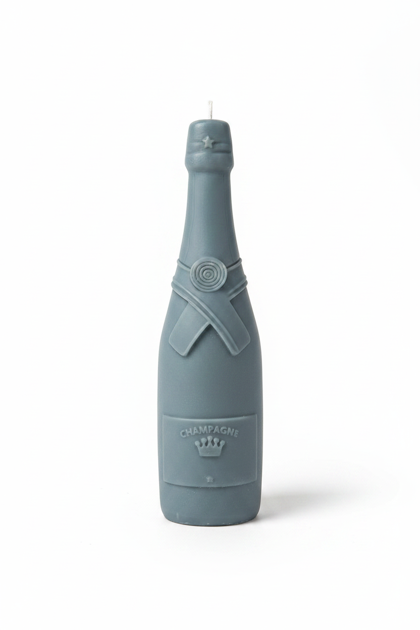 Champagnerflasche Blaugrau Front