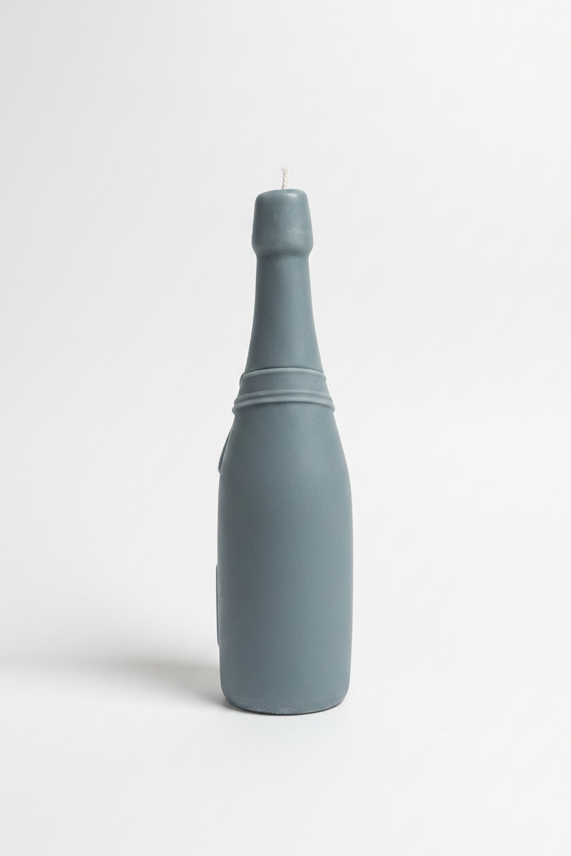 Champagnerflasche Blaugrau Rücken